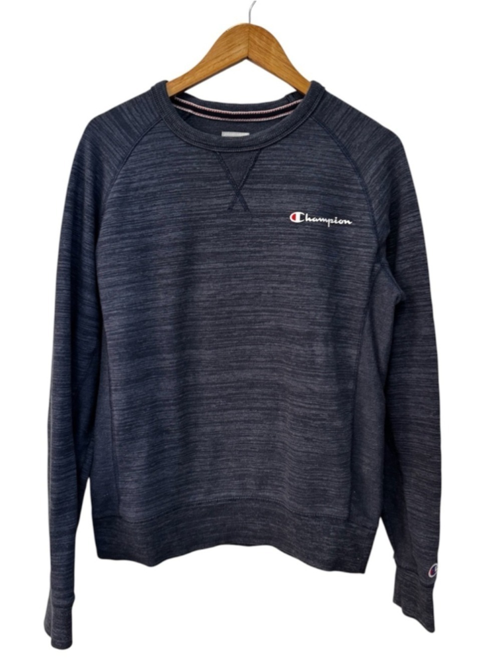 Champion Navy Heather Crewneck Sweatshirt Small Minimal Athletic